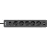 APC Steckdosenleiste Essential SurgeArrest PME5U2B-GR, 5-fach, 2x USB schwarz, 1,5 Meter Kabel, Überspannungsschutz, Schalter