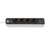 Brennenstuhl Ecolor 4-fach, Steckdosenleiste weiß/schwarz, 2x USB