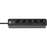 Brennenstuhl Ecolor Steckdosenleiste 5-fach schwarz, 1,5 Meter Kabel, mit Sicherheitsschalter