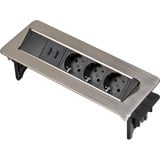 Brennenstuhl Indesk Power USB-Charger Tischsteckdosenleiste 3-fach silber/schwarz, 2x USB, Versenkbar