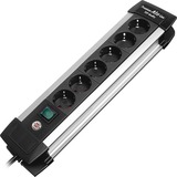 Brennenstuhl Premium-Alu-Line Steckdosenleiste 6-fach schwarz/silber, 3 Meter