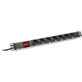 Digitus 19" Steckdosenleiste mit Aluminiumprofil, 7-fach, 1HE schwarz, 2 Meter Kabel, Schalter