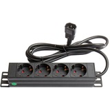 Good Connections 10" 4-fach Steckdosenleiste schwarz, 1HE, Kaltgeräte-Stecker