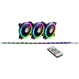 Inter-Tech Argus RGB-Fan Set RS-04 120x120x25, Gehäuselüfter schwarz, 3er Pack, Fernbedienung, 1x RGB LED-Streifen, Steuerungseinheit