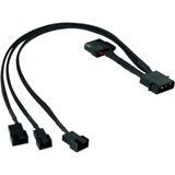 Phobya 4Pin 2,5" > 2x 4Pin PWM und 3Pin, Adapter schwarz, 30cm