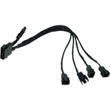 Phobya 4Pin 2,5" > 4x 3Pin (12V), Adapter schwarz, 30cm