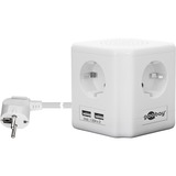 goobay Steckdosenwürfel 4-fach, Steckdosenleiste weiß, 1,5 Meter, 2x USB