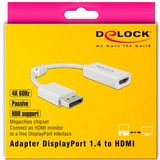 DeLOCK Adapter DisplayPort > HDMI 4K 60Hz mit HDR Funktion passiv weiß, 10cm