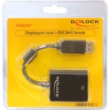 DeLOCK Adapter Displayport-Stecker > DVI-I-Buchse schwarz, 12,5 cm, Lite Retail