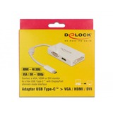 DeLOCK USB Adapter, USB-C Stecker > VGA + HDMI + DVI Buchse weiß, 13cm