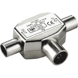 goobay Koaxial-Verteiler 2x Stecker auf Kupplung, Kabel silber