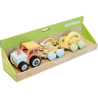 VEDES Nachziehtraktor mit zwei Anhängern, Kinderfahrzeug holz