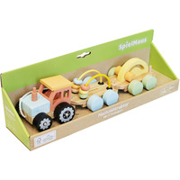 VEDES Nachziehtraktor mit zwei Anhängern, Kinderfahrzeug holz