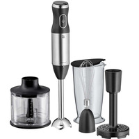 WMF Stabmixer-Set Kult X schwarz/silber, 600 Watt, mit Zerkleinerer, Schneebesen und Kartoffelstampfer