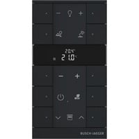 Busch-Jaeger Raumtemperaturregler mit Bedienfunktion zehnfach, Unterputz, mit LED-Anzeige, matt schwarz (matt), Retail