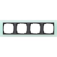 Gira Abdeckrahmen vierfach opak mit Zwischenrahmen Anthrazit, Abdeckung grün, Retail