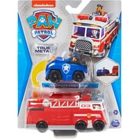 Spin Master Paw Patrol True Metal Team 2er Set Feuerwehrwagen und Polizeiauto mit Chase, Spielfahrzeug mehrfarbig