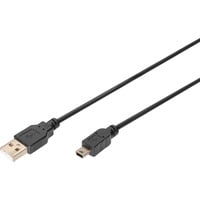 Digitus USB 2.0 Anschlusskabel USB-A (Stecker) > Mini-USB (Stecker) schwarz, 1,8 Meter