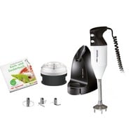 Stabmixer ESGE-Zauberstab M 180 Jubiläum, Edition Petticoat weiß/schwarz, 180 Watt, mit 3 Messern, Processor und Zauberbasis