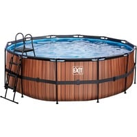 Exit Toys Wood Pool, Frame Pool Ø 427x122cm, Schwimmbad braun, mit Sandfilteranlage