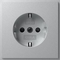 Gira Schutzkontaktsteckdose Typ F 16 Ampere 250 Volt mit erhöhtem Berührungsschutz aluminium, Retail