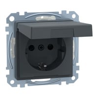 Merten Schutzkontaktsteckdose mit Klappdeckel anthrazit, Retail