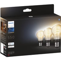 Philips HUE White Ambiance Filament Lampe E27 A60 Dreierpack 550, LED-Lampe 
