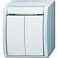 Busch-Jaeger Doppeltaster Serientaster mit zwei Schließern und Druckknopf weiß (matt), Retail