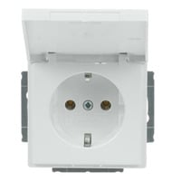 Busch-Jaeger Steckdosen-Einsatz mit Klappdeckel, Schutzkontaktsteckdose CEE 7/3, 16 Ampere, 250 Volt weiß (glänzend), Retail