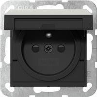 Gira Steckdose mit Erdungsstift mit Klappdeckel und erhöhtem Berührungsschutz edelstahl, Retail