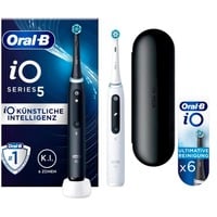 Oral-B Oral-B iO Series 5 Duo, Elektrische Zahnbürste schwarz/weiß, Matt Black/Quite White inkl. 2. Handstück