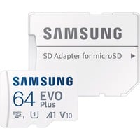 Samsung EVO Plus 64 GB microSDXC (2024), Speicherkarte weiß, UHS-I U1, Class 10, V10, A1