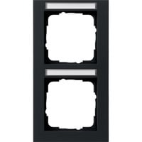 Gira Abdeckrahmen zwei fach senkrecht Beschriftungsfeld, Abdeckung schwarz, Retail