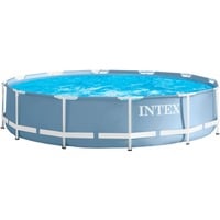 Intex Frame Pool Set Prism Rondo 126724GN, Ø 457 x 107cm, Schwimmbad grau/blau, Kartuschen-Filteranlage ECO 638G