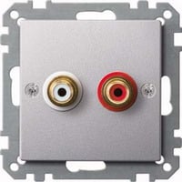 Merten Steckdose mit zwei Chinch-Steckbuchsen und vergoldeten Kontakten aluminium, Retail