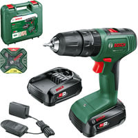 Bosch Heimwerken & Garten Akku-Schlagbohrschrauber EasyImpact 18V-40+ Zubehörset grün/schwarz, 2x Li-Ionen Akku 2,0Ah, POWER FOR ALL ALLIANCE