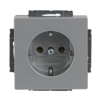 Busch-Jaeger Steckdosen-Einsatz Schuko 2 Pol plus Erde 16 Ampere 250 Volt Typ 20 EUC-83 aluminium, Retail