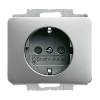 Busch-Jaeger Steckdosen-Einsatz mit erhöhtem Berührungsschutz, Schutzkontakt, 16 Ampere, 250 Volt titan, Retail