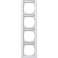 Gira Abdeckrahmen vierfach reinweiß seidenmatt senkrecht, bruchsi., Abdeckung weiß, Retail