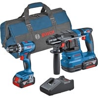 Bosch Professional Kombi-Set Akku-Schlagbohrschrauber GSB 18V-45 + Akku-Bohrhammer GBH 18V-22 blau, 2x Li-Ionen Akku 4,0Ah, Werkzeugtasche