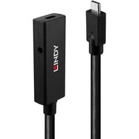 Lindy USB 3.2 Gen 2 Aktivverlängerungskabel, USB-C Stecker > USB-C Buchse schwarz, 5 Meter