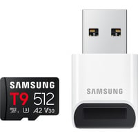 Samsung T9 microSDXC 512 GB, Speicherkarte schwarz, mit USB-Kartenleser