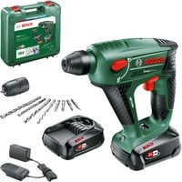 Bosch Heimwerken & Garten Akku-Bohrhammer Uneo Maxx, 18Volt grün/schwarz, 2x Li-Ionen Akku 2,0Ah, im Koffer, POWER FOR ALL ALLIANCE