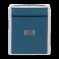 Busch-Jaeger Taster Wechsler Aufputz mit Komplettgehäuse, Druckknopf, mit Beleuchtung, IP44 blaugrün, Retail