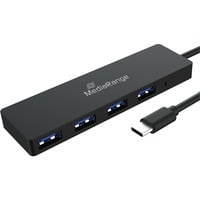 MediaRange USB Type-C™ auf USB 3.0 Verteiler 1:4, bus-gespeist, USB-Hub schwarz