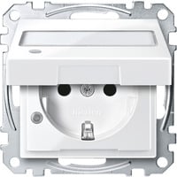 Merten Schutzkontaktsteckdose mit erhöhtem Berührungsschutz und Klappdeckel weiß, Retail