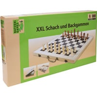 VEDES XXL Schach und Backgammon Spielkoffer mit großen Figuren, Brettspiel 