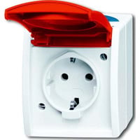 Busch-Jaeger Schutzkontaktsteckdose mit EDV Namensschild blau, Retail