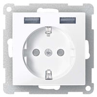 Merten Schutzkontakt Steckdose mit USB Ladegerät, Unterputz, 16 Ampere, 250 Volt, MEG2366-0414 anthrazit, Retail