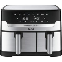 Tefal Doppel-Heißluftfritteuse Dual Easy Fry & Grill edelstahl/schwarz, 2.700 Watt, 2 Körbe 5,2 Liter + 3,1 Liter